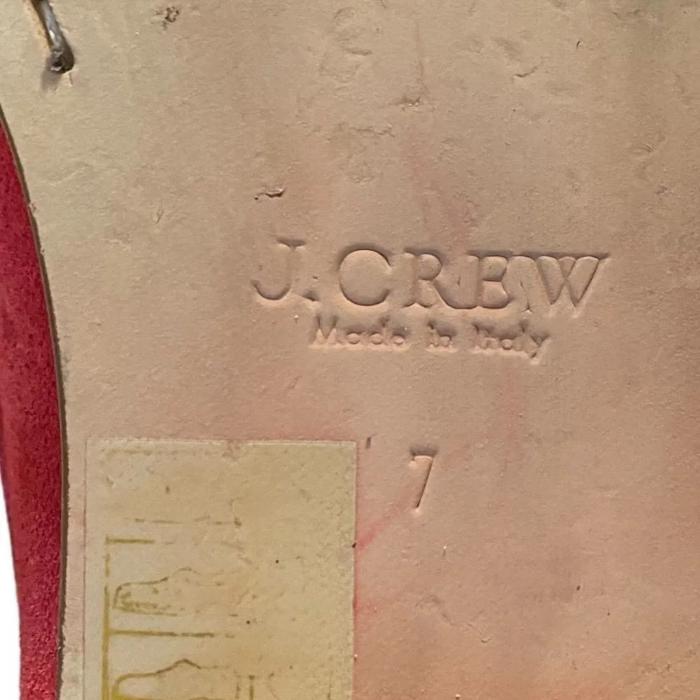 J. Crew James Suede Penny Loafers Red Flats Made In Italy Women’s‎ Size 7